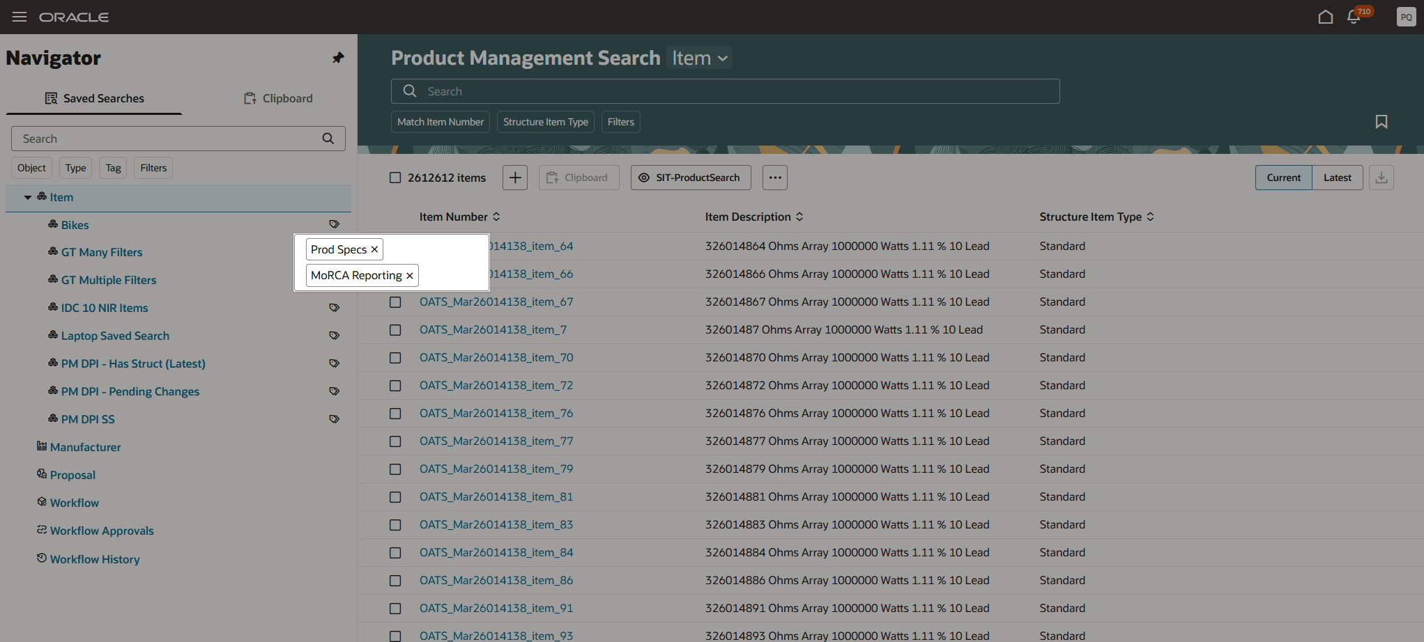 ナビゲータでの保存済検索のタグ付け