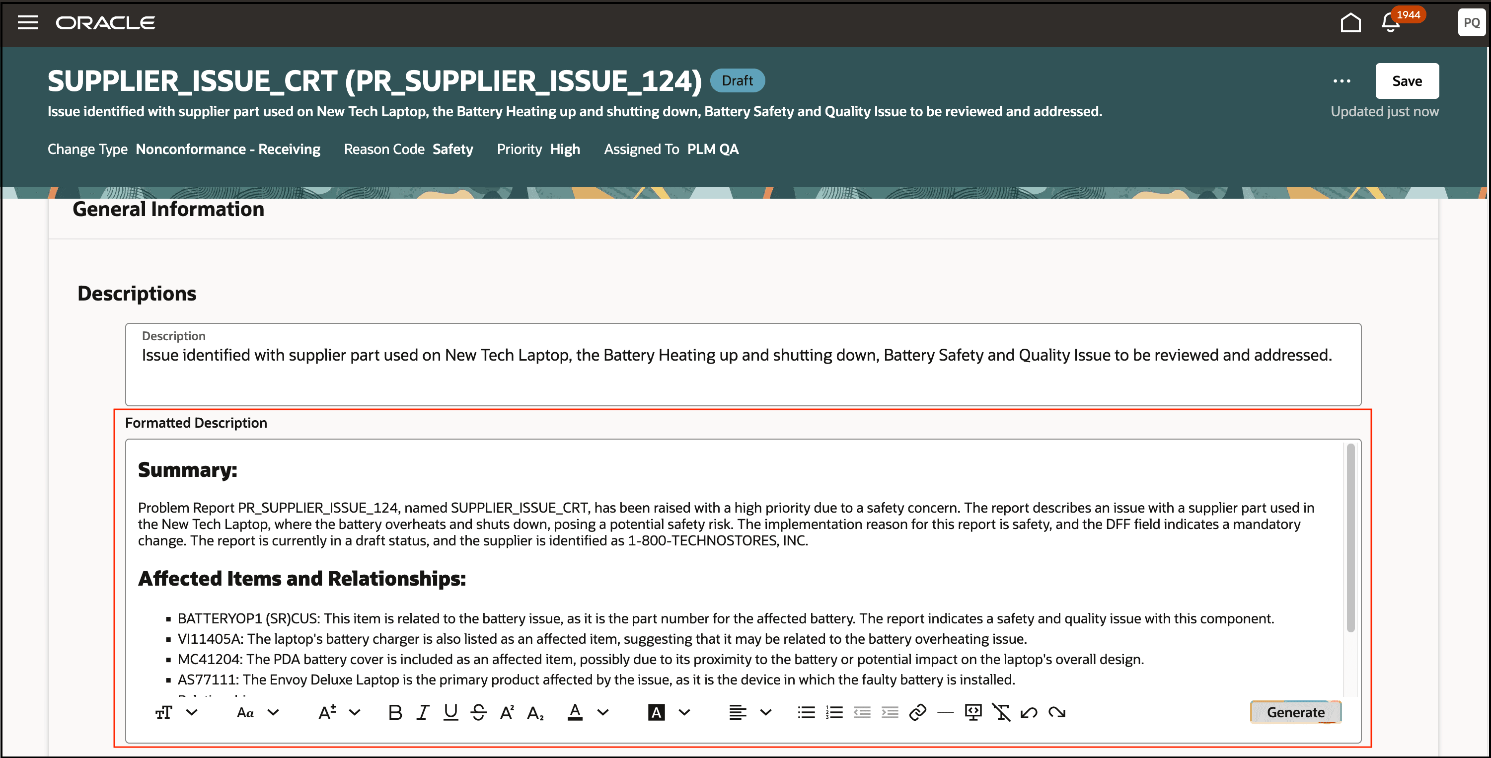 問題レポートのAI生成要約