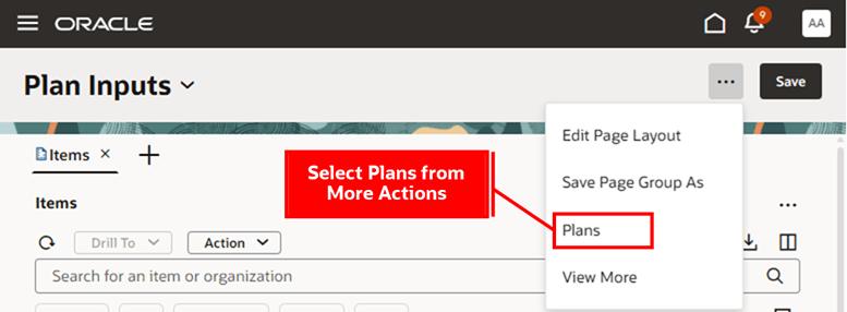 Redwoodの「サプライ・チェーン・プランニング」作業領域でのプランの選択
