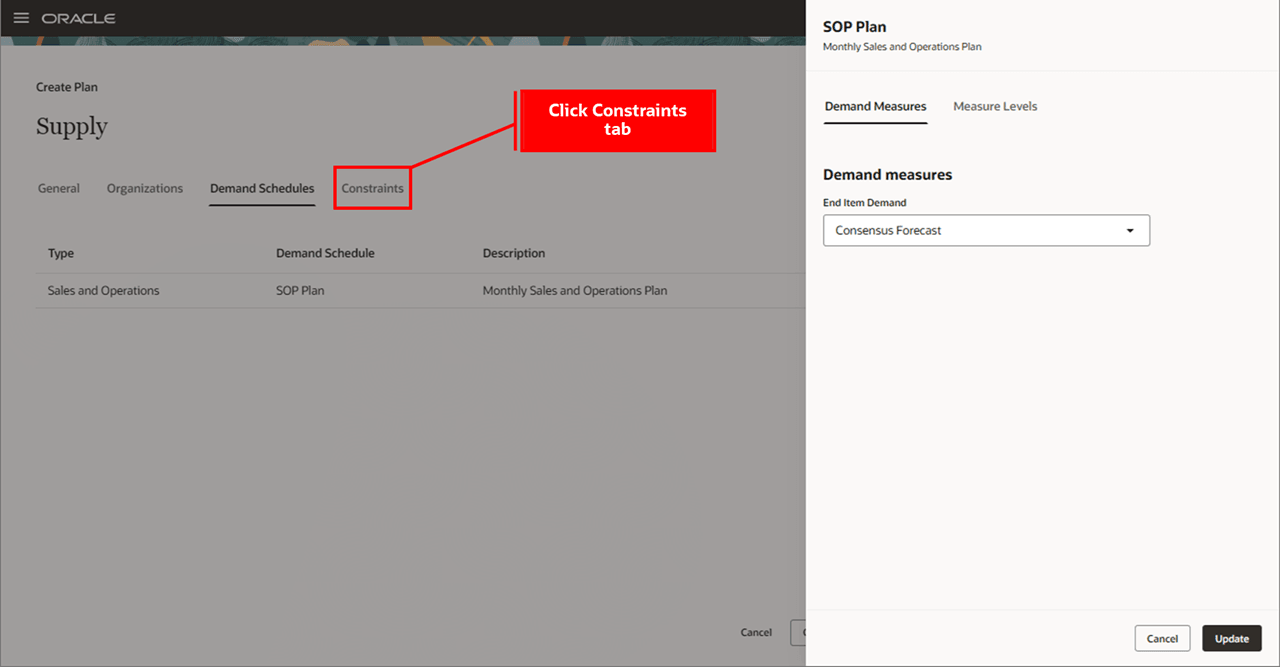 供給ステップでの需要計画詳細の指定