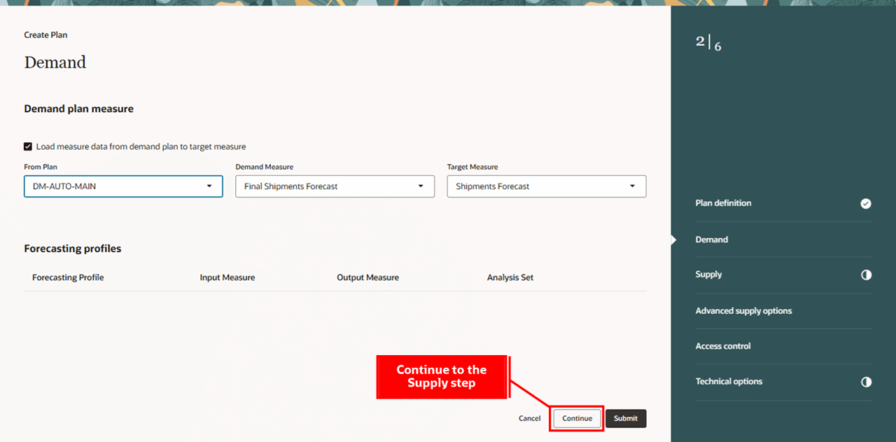 需要ステップでの詳細の指定