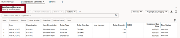 ドリル先コンテキストを使用したフィルタ