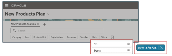 範囲内の日付:至のみのフィルタ