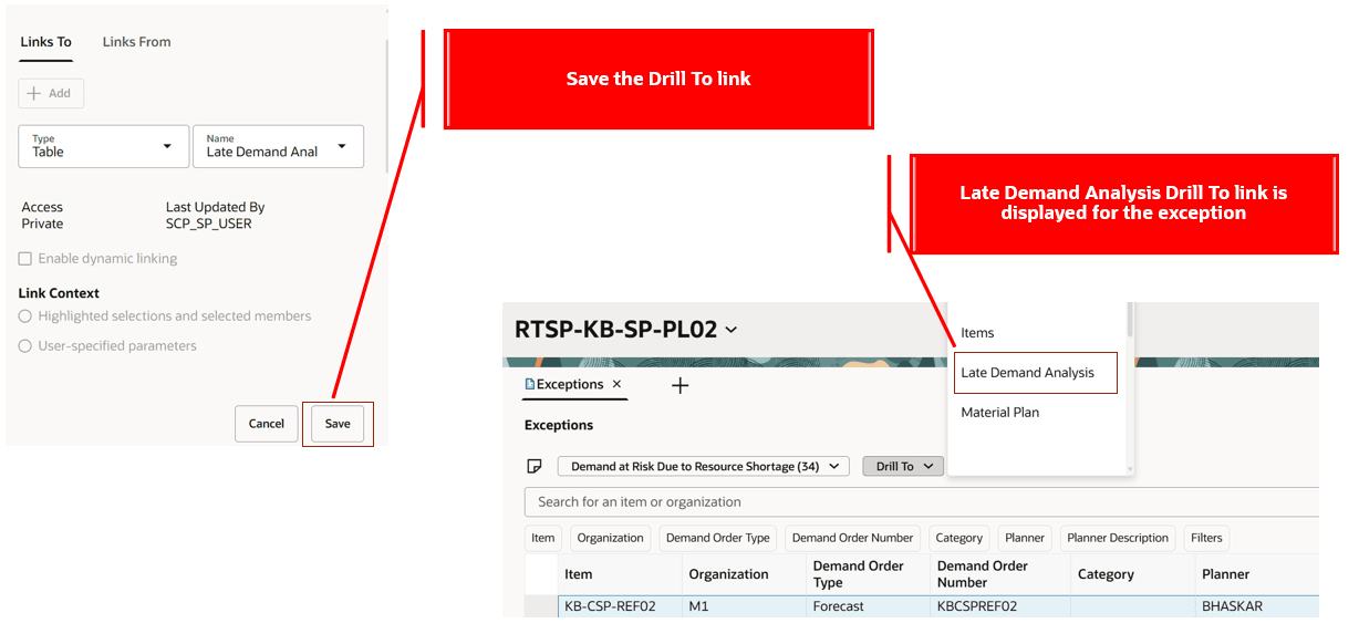 ドリルをリンクに保存