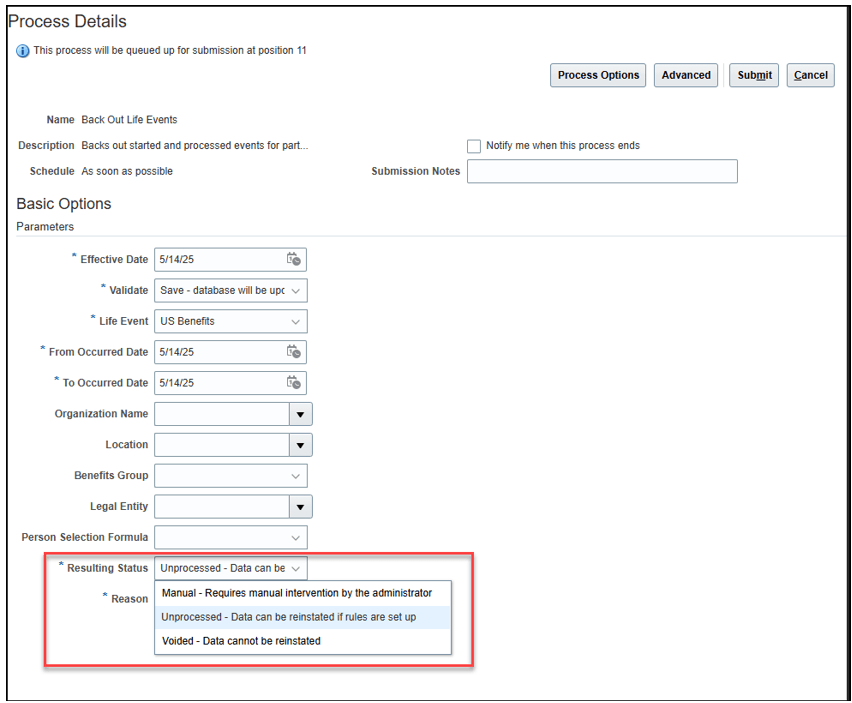 参照値を含むプロセス詳細ページ