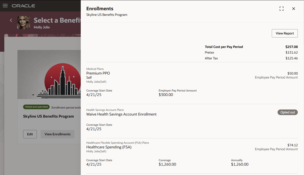 福利厚生アクティビティ・センター: 登録の表示