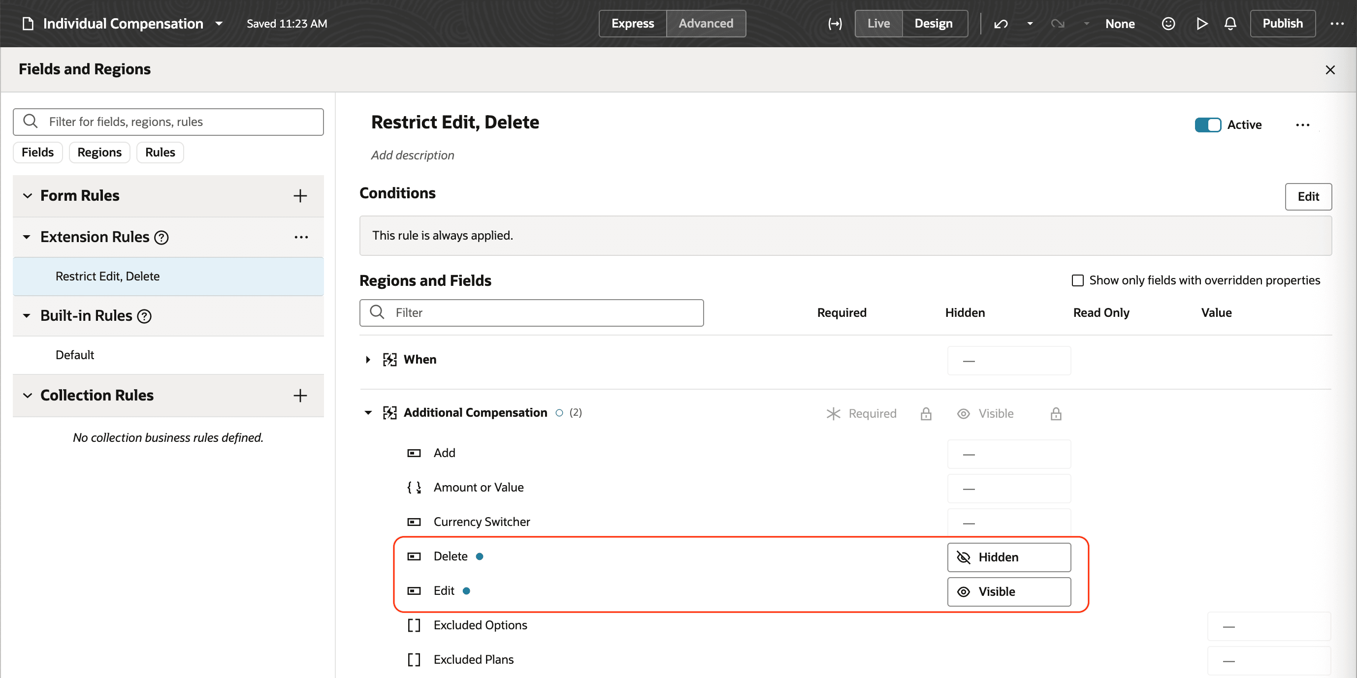 削除を制限するルール