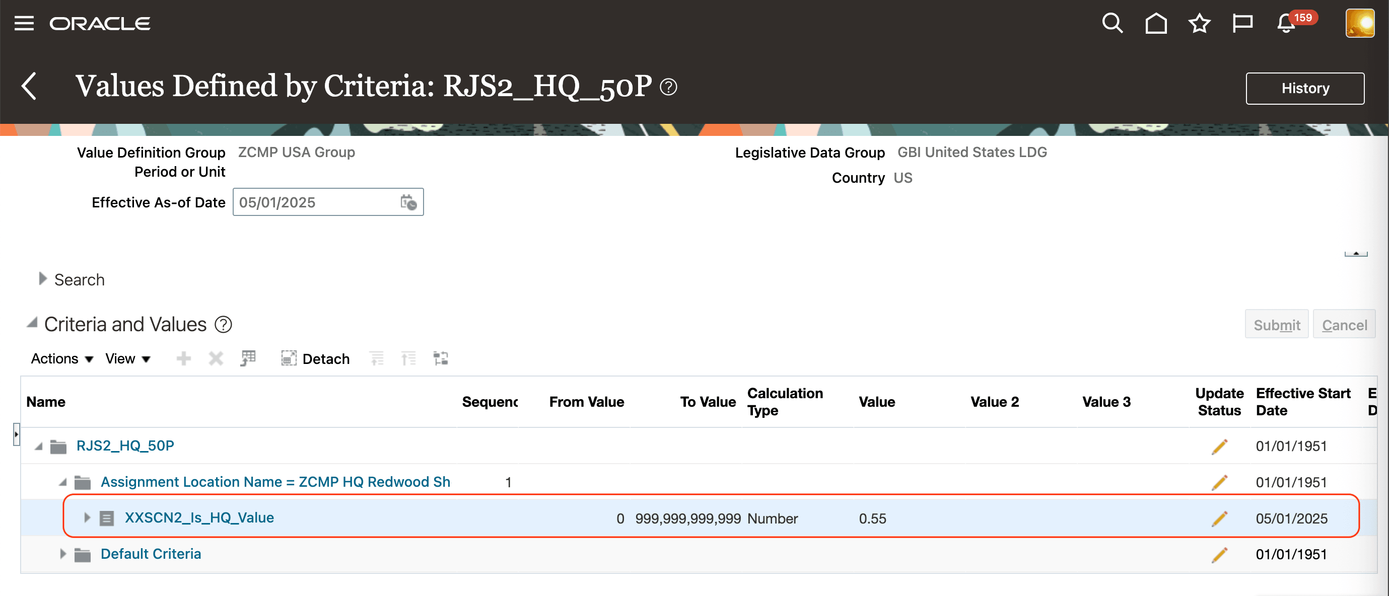 有効基準別の値設定(1951年5月1日)