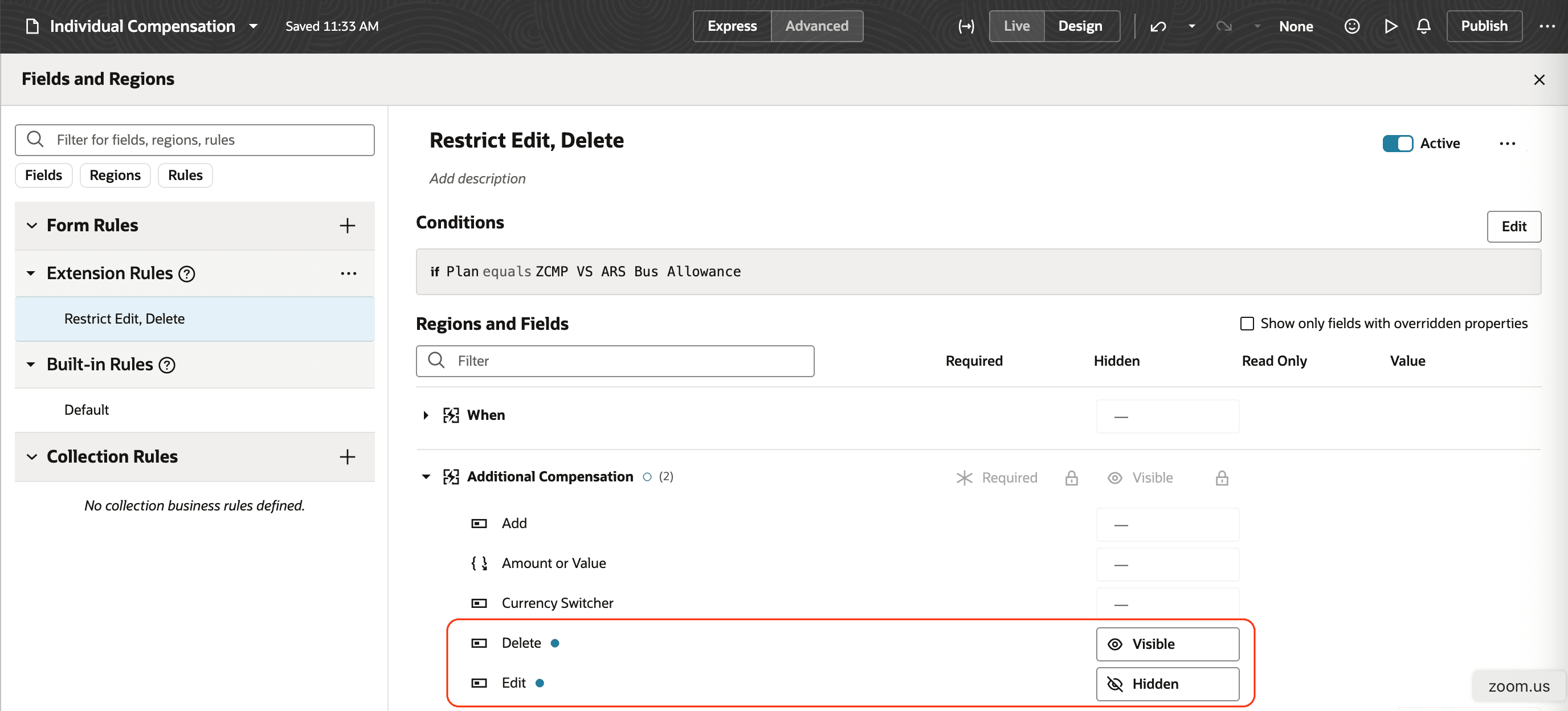 プランの編集を制限するルール