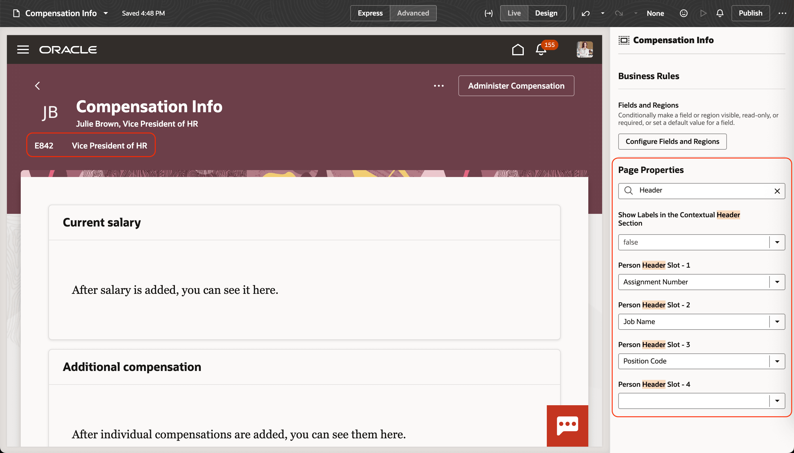 ページのビジネス・ルール設定