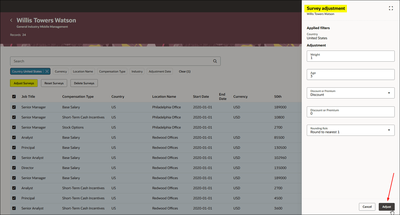 サーベイの調整