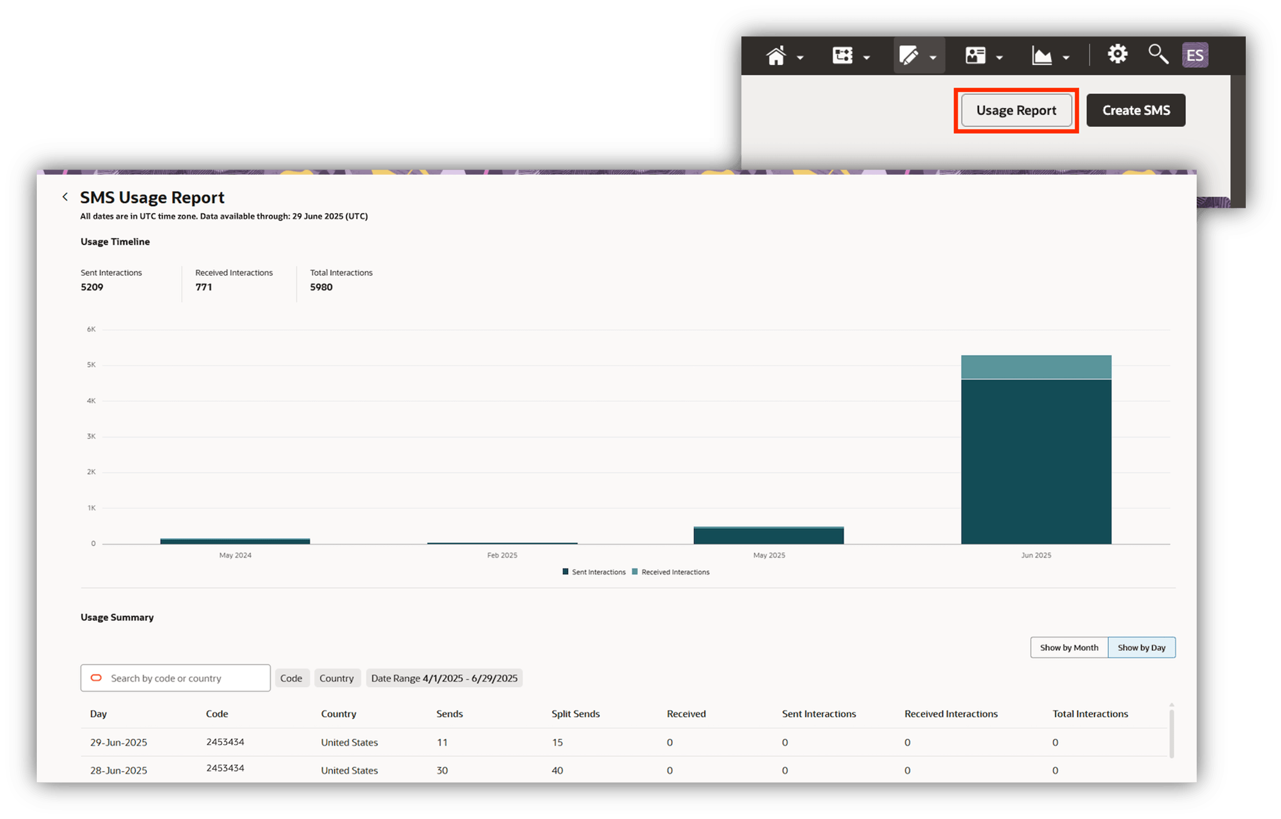 SMS使用レポート