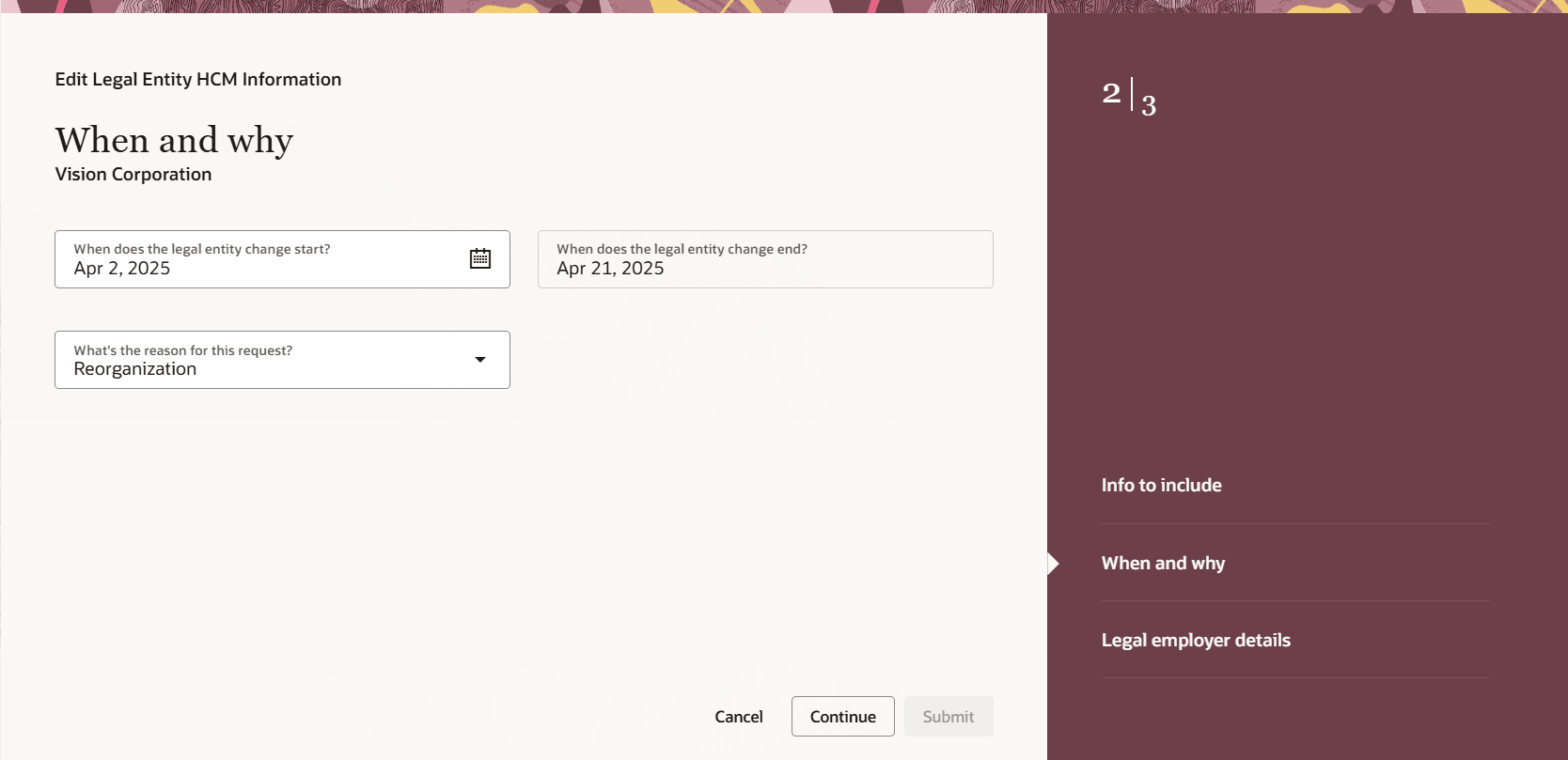ガイド付きプロセスの時期および事由ステップ