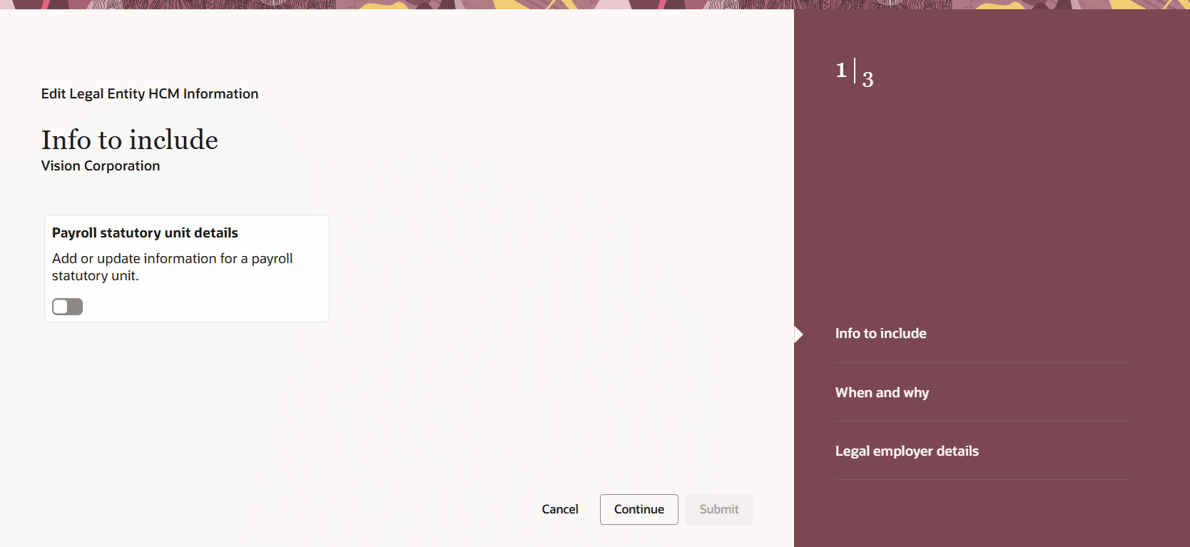 ガイド付きプロセスの含める情報ステップ
