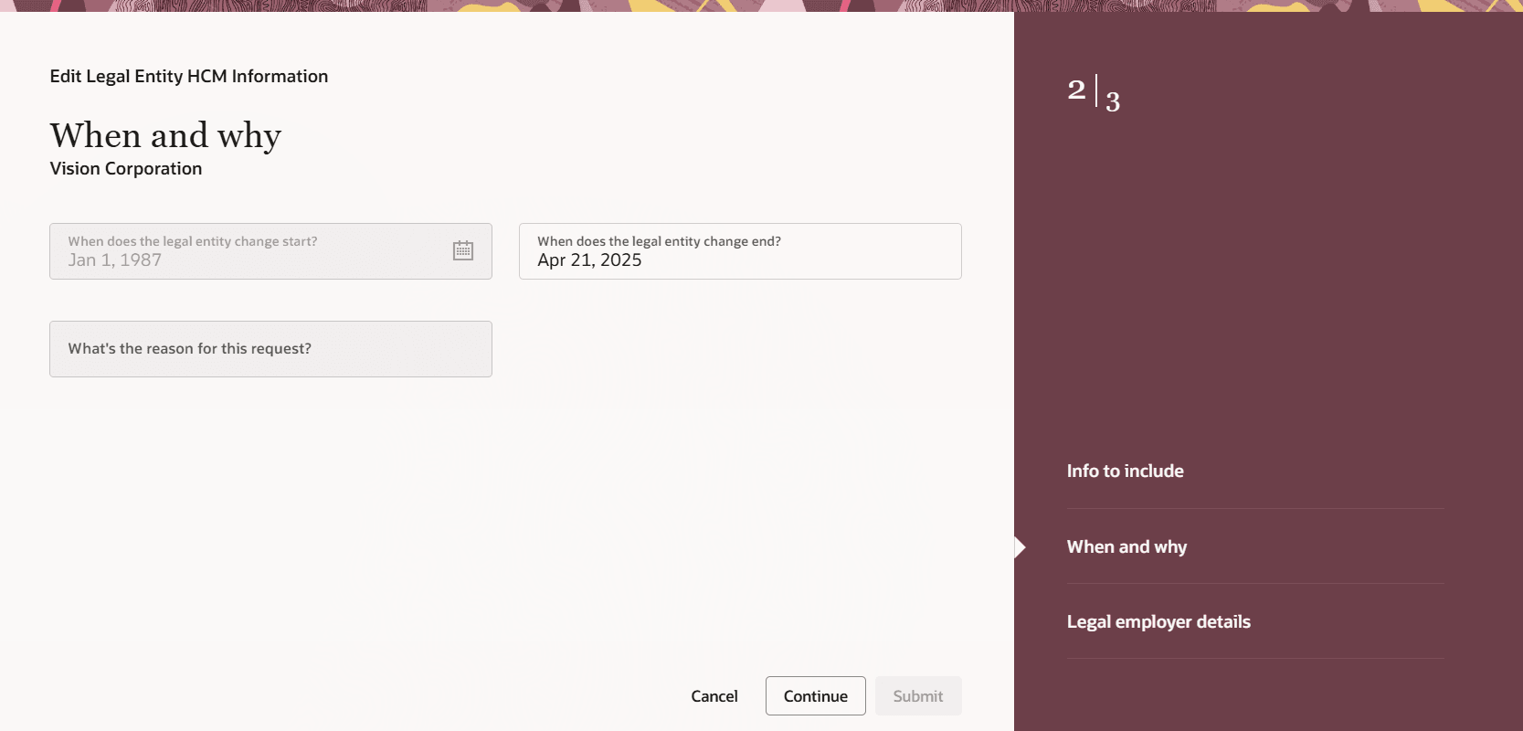 雇用主の訂正: 時期および事由ステップ