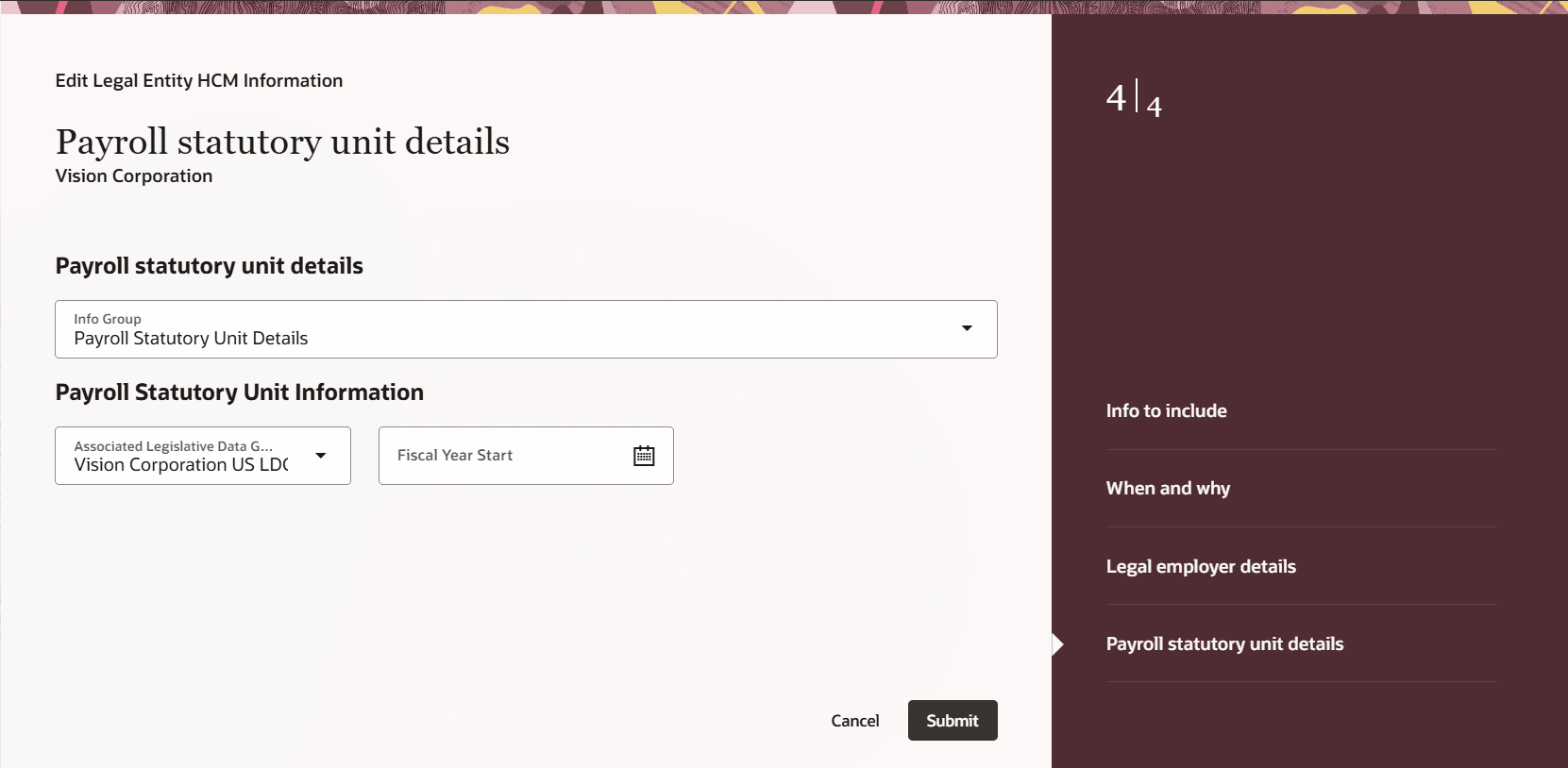 ガイド付きプロセスの給与法定ユニット詳細ステップ