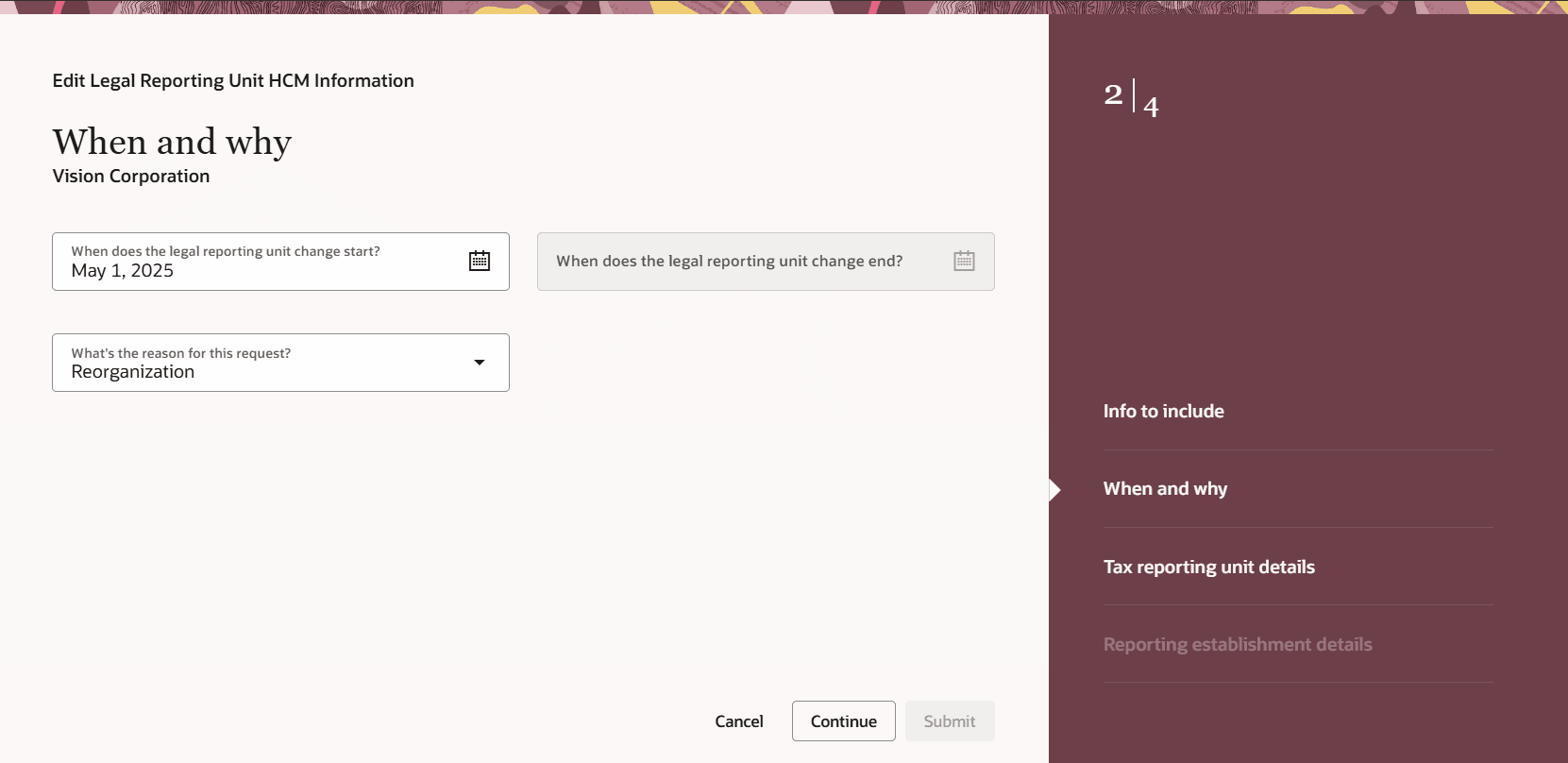 LRUの更新: 時期および事由ステップ