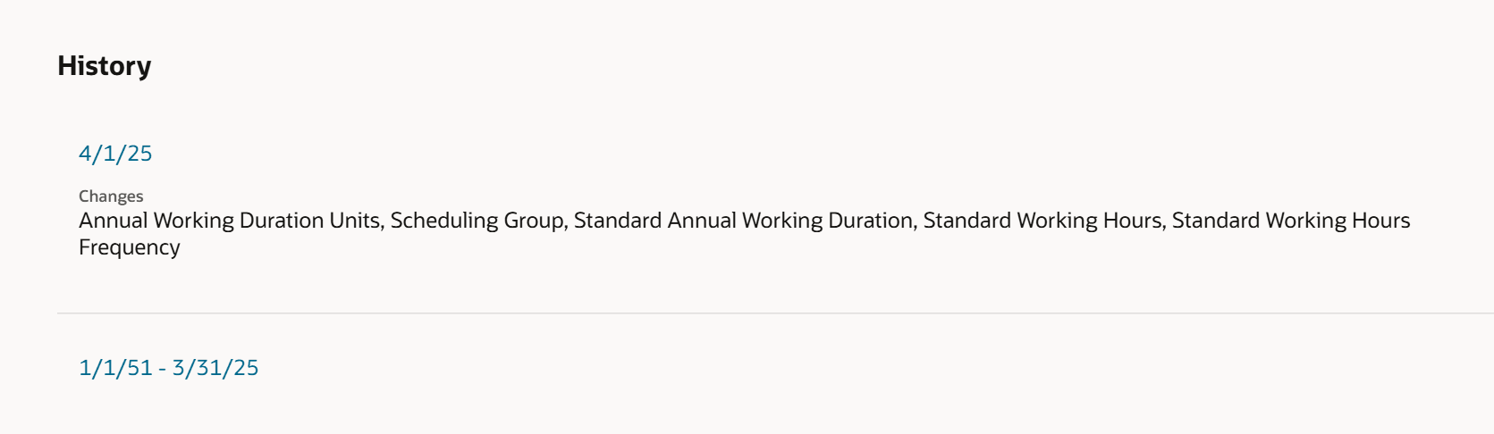 Redwoodワークフォース・ストラクチャ・ページの「履歴」セクションの追加属性