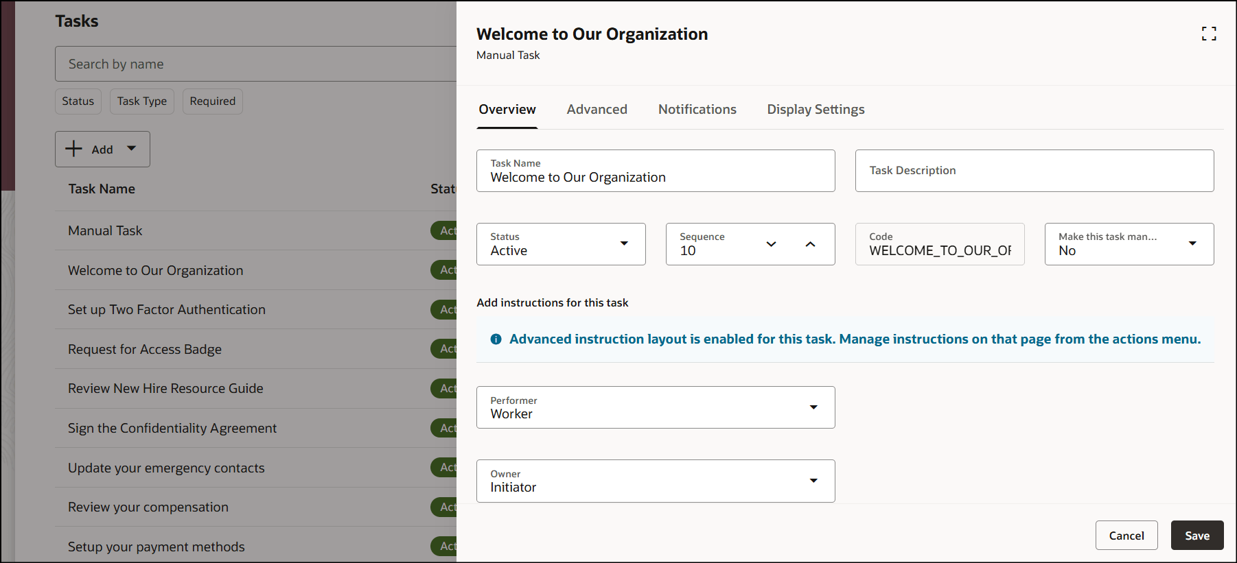 「編集」アイコンをクリックすると、情報メッセージが表示されます。