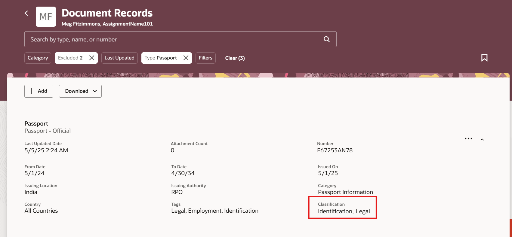 タグに基づいて分類された文書レコード