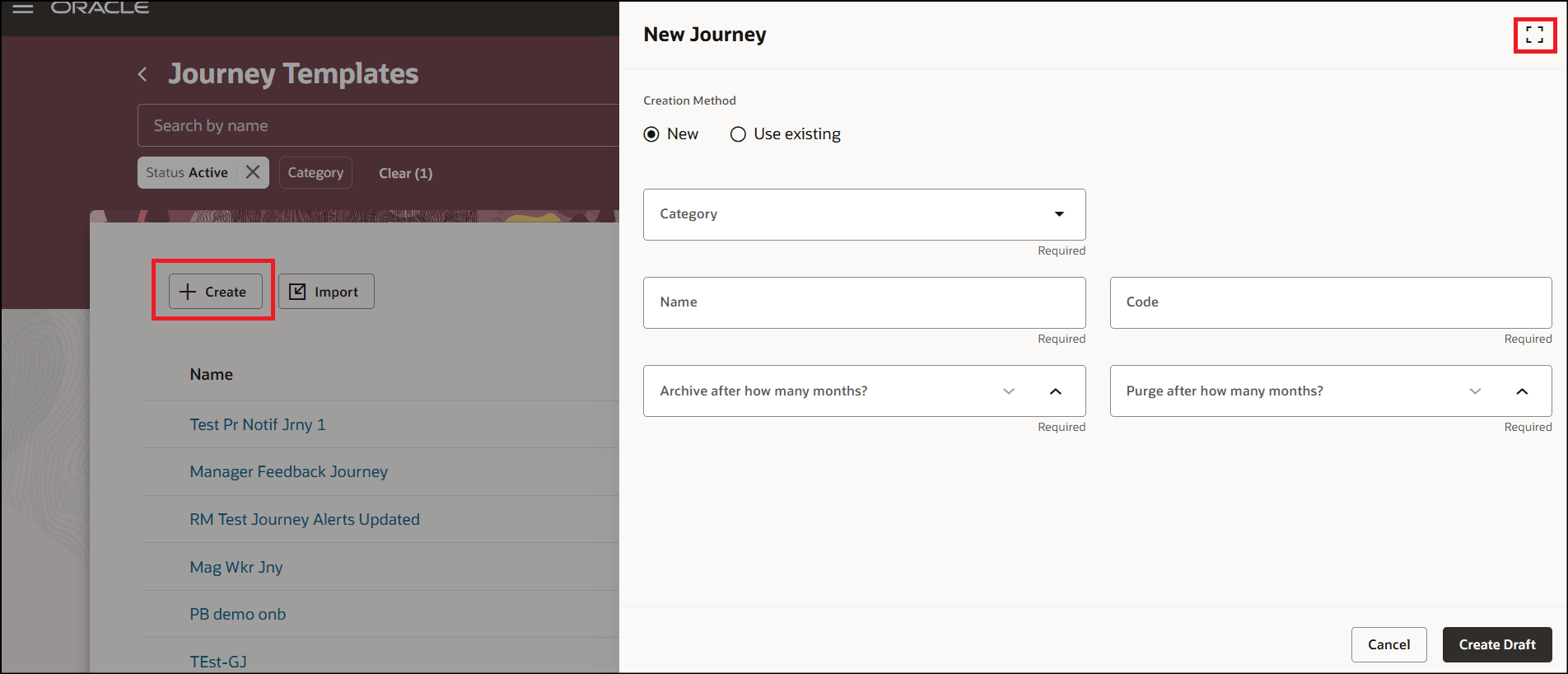 新規ジャーニ・パネル・ドロワーのアイコンの最大化