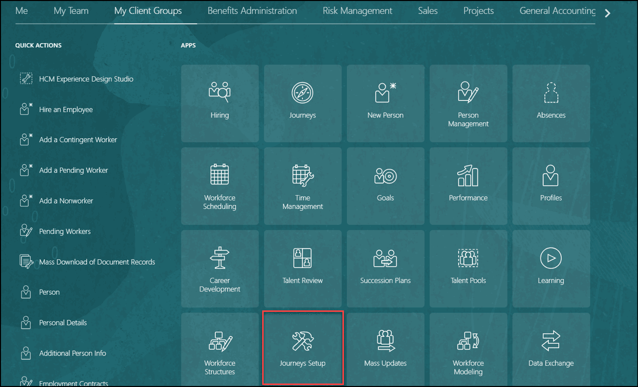 ホーム・ページのジャーニ設定アプリケーション