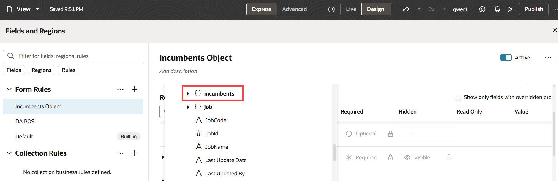 ポジションのビジネス・ルール構成に使用可能な在職者オブジェクト