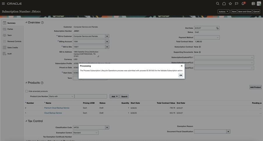 非同期検証のポップアップ