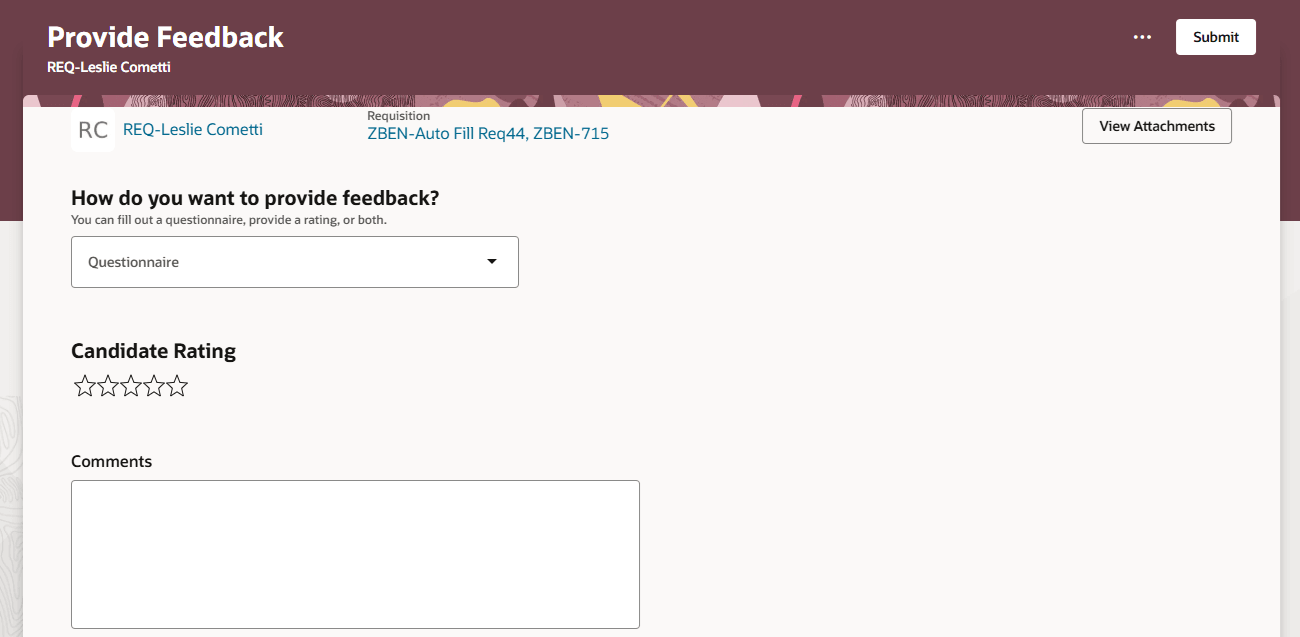 「フィードバックの提供」アクションを使用したフィードバック・リクエストへの応答