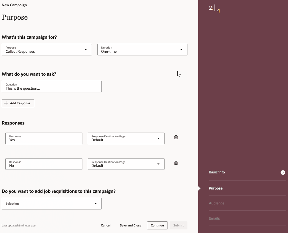 レスポンスの収集キャンペーン