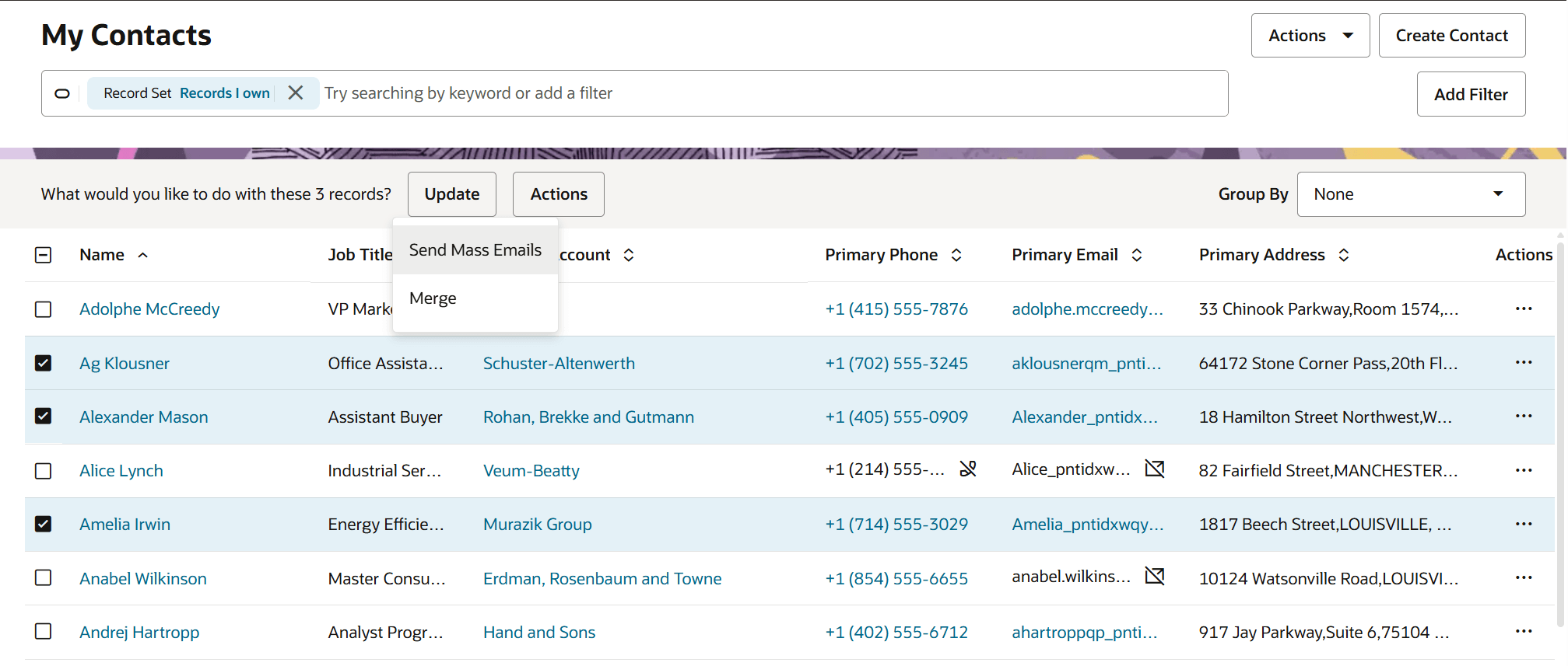 営業から一括Eメールを送信