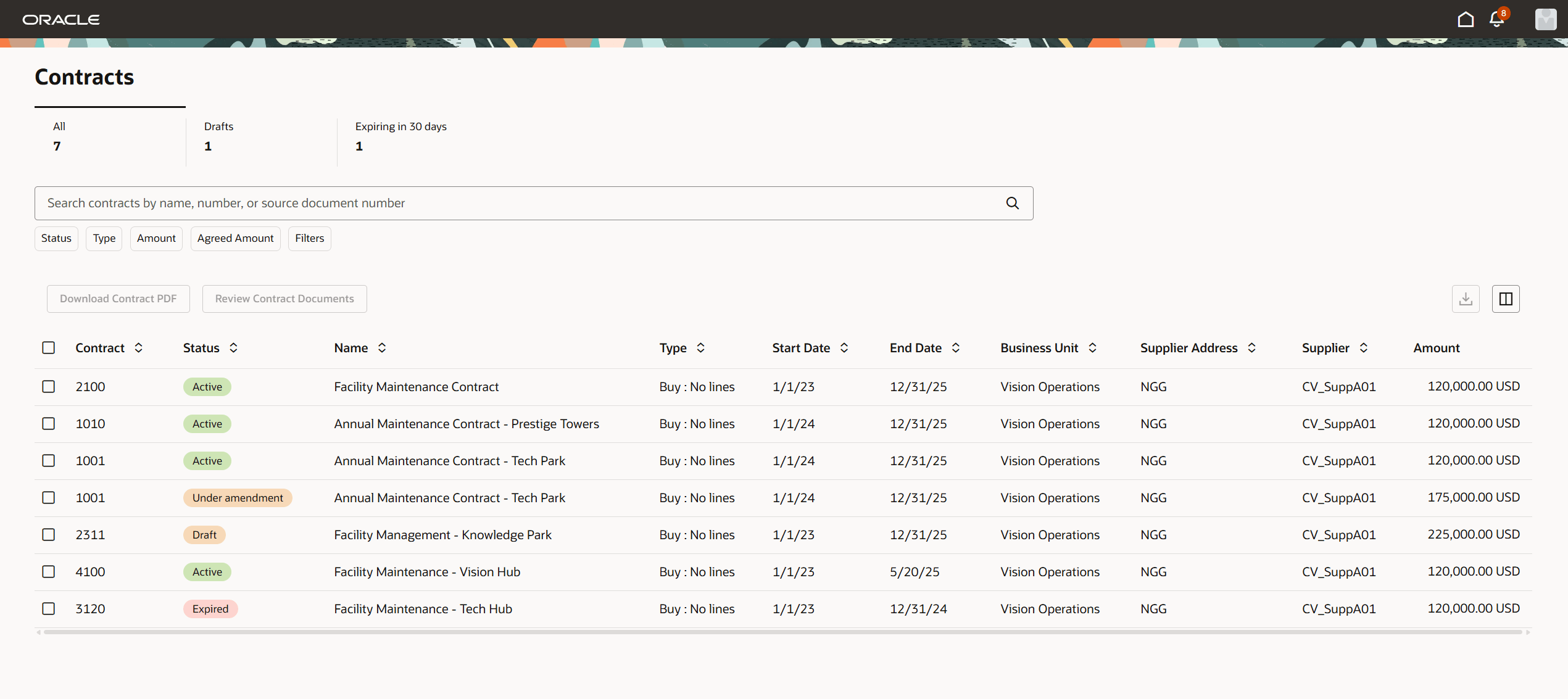 サプライヤ・ポータル契約ランディング・ページ