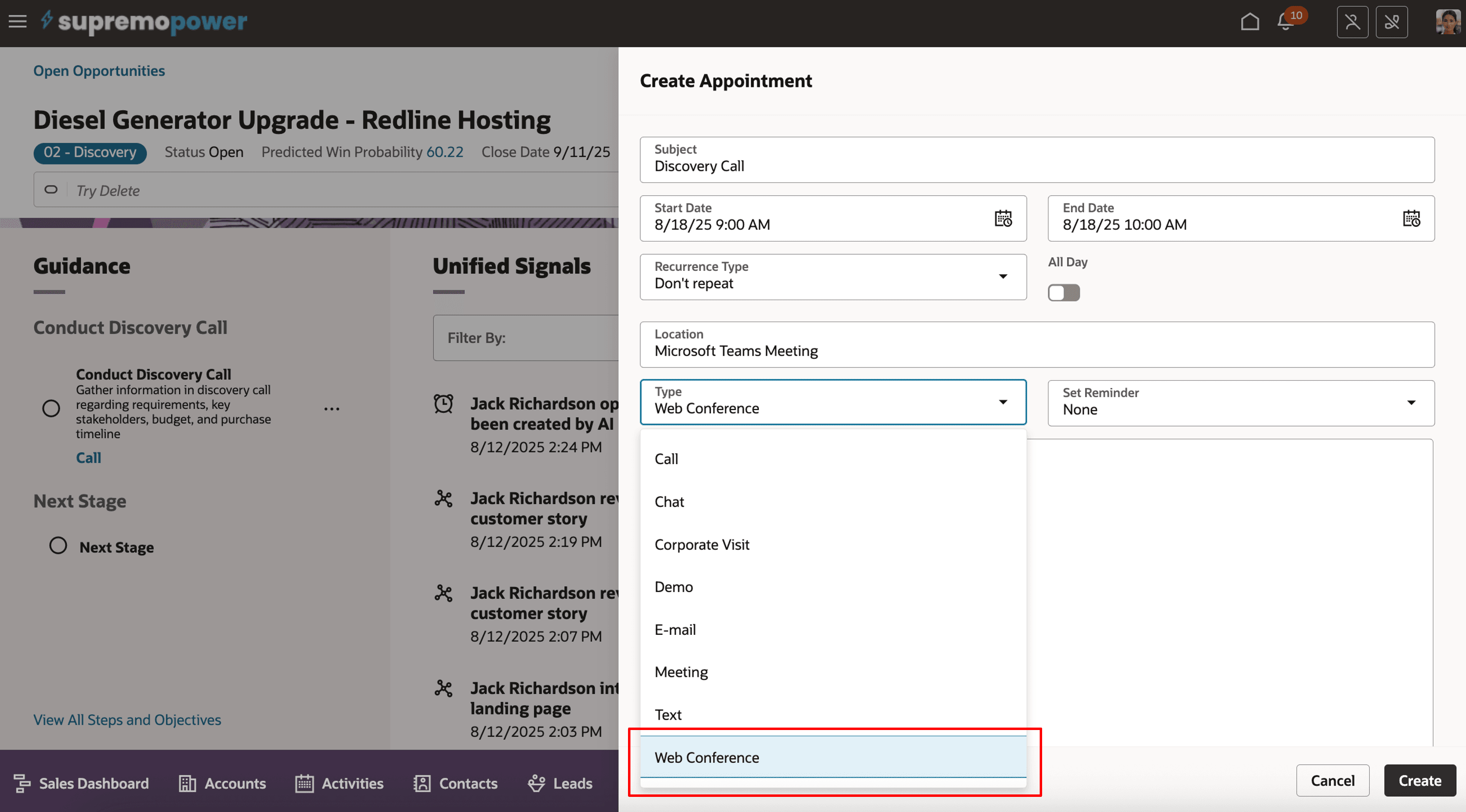 MS Teams Web ConferenceからSales