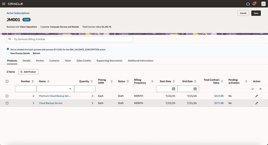 Redwood UIでの検証のジョブの開始