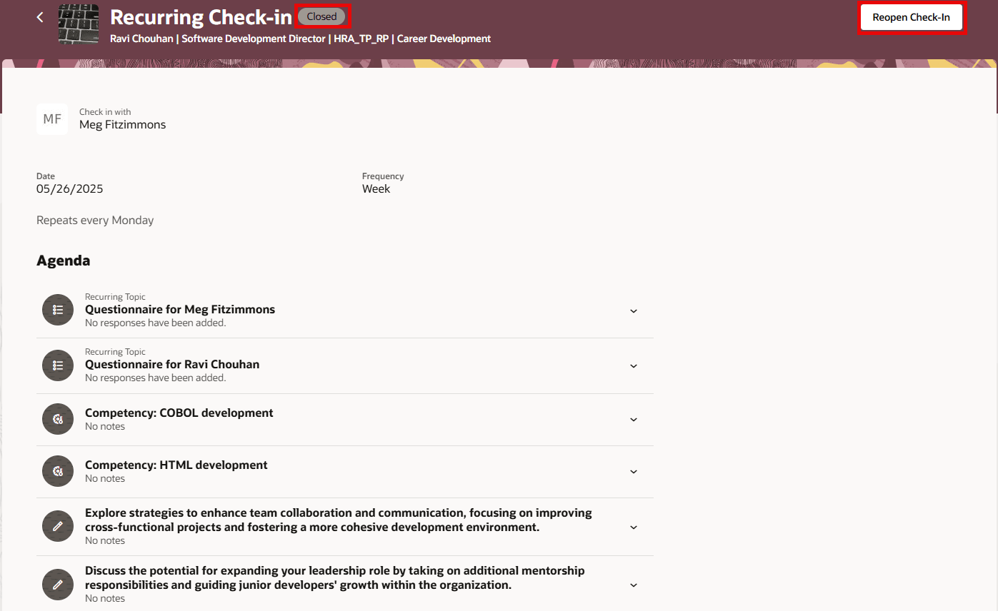 チェックインの再オープン
