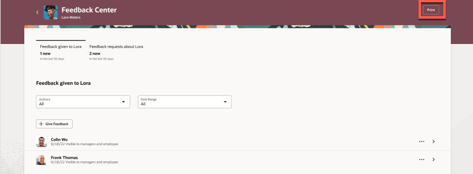 フィードバックの印刷