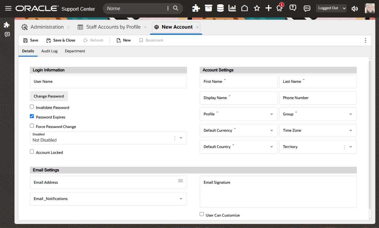 新規スタッフ・アカウントの作成