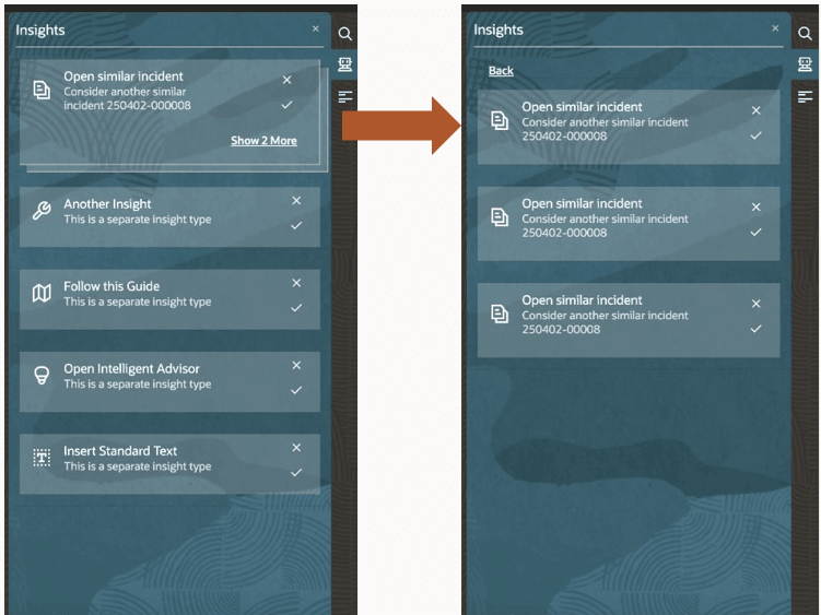 類似のインシデントが積み重ねて表示され、展開されてさらに表示