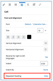 繰返し見出しプロパティ