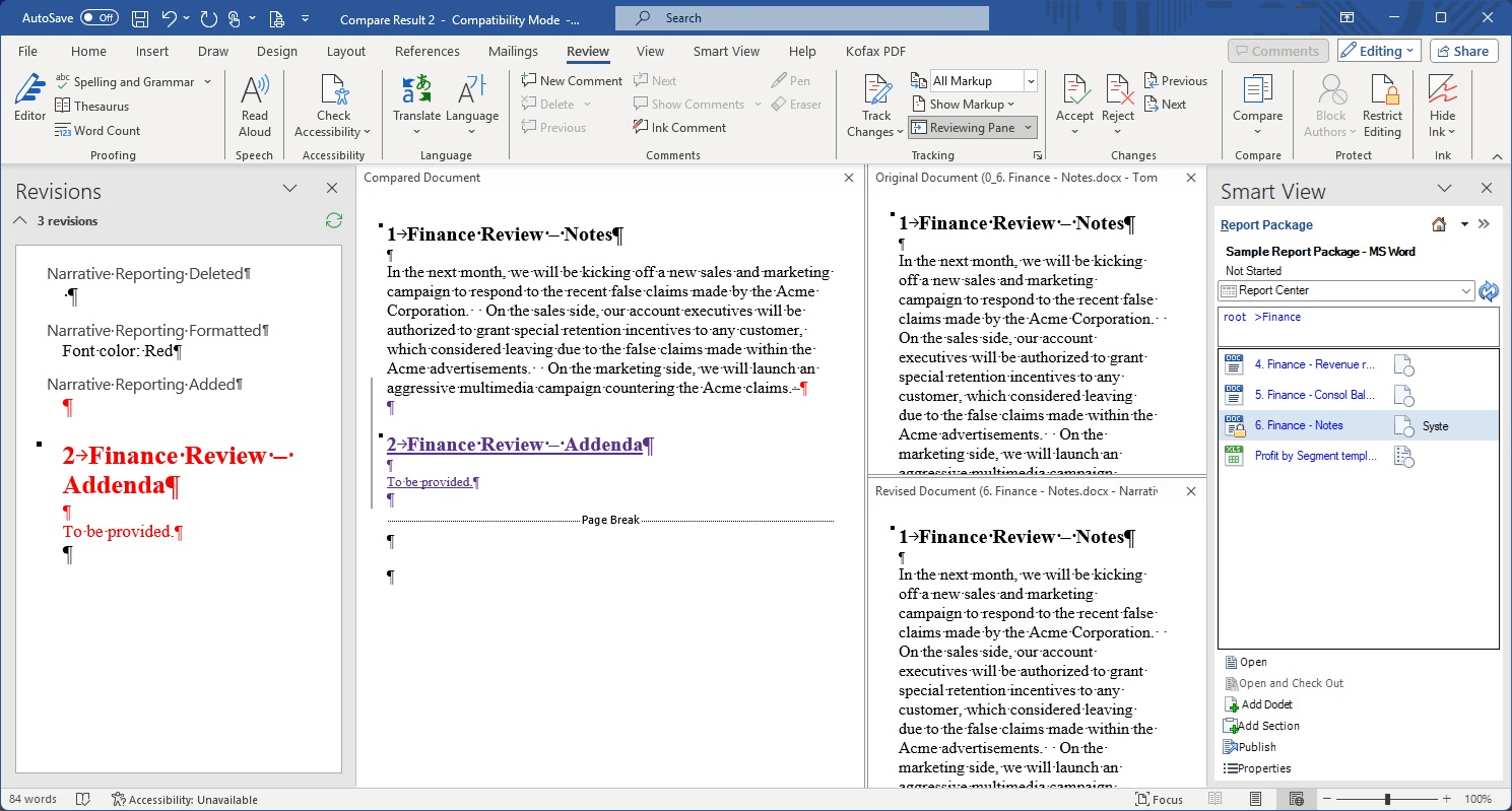 「比較結果」ウィンドウ