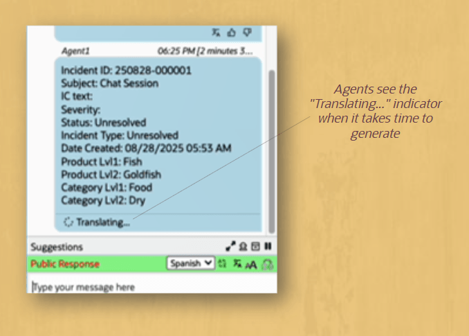 25Dチャット言語翻訳ステータス・インジケータ