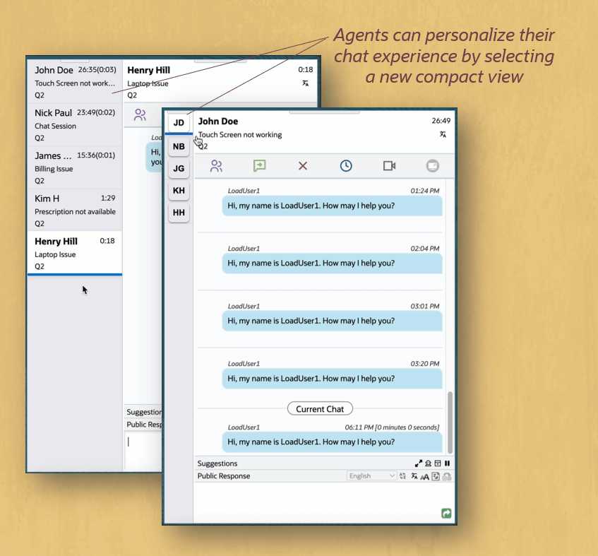 25Dチャット・パネルの表示オプション