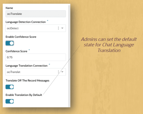 25Dチャット言語翻訳のデフォルト設定構成