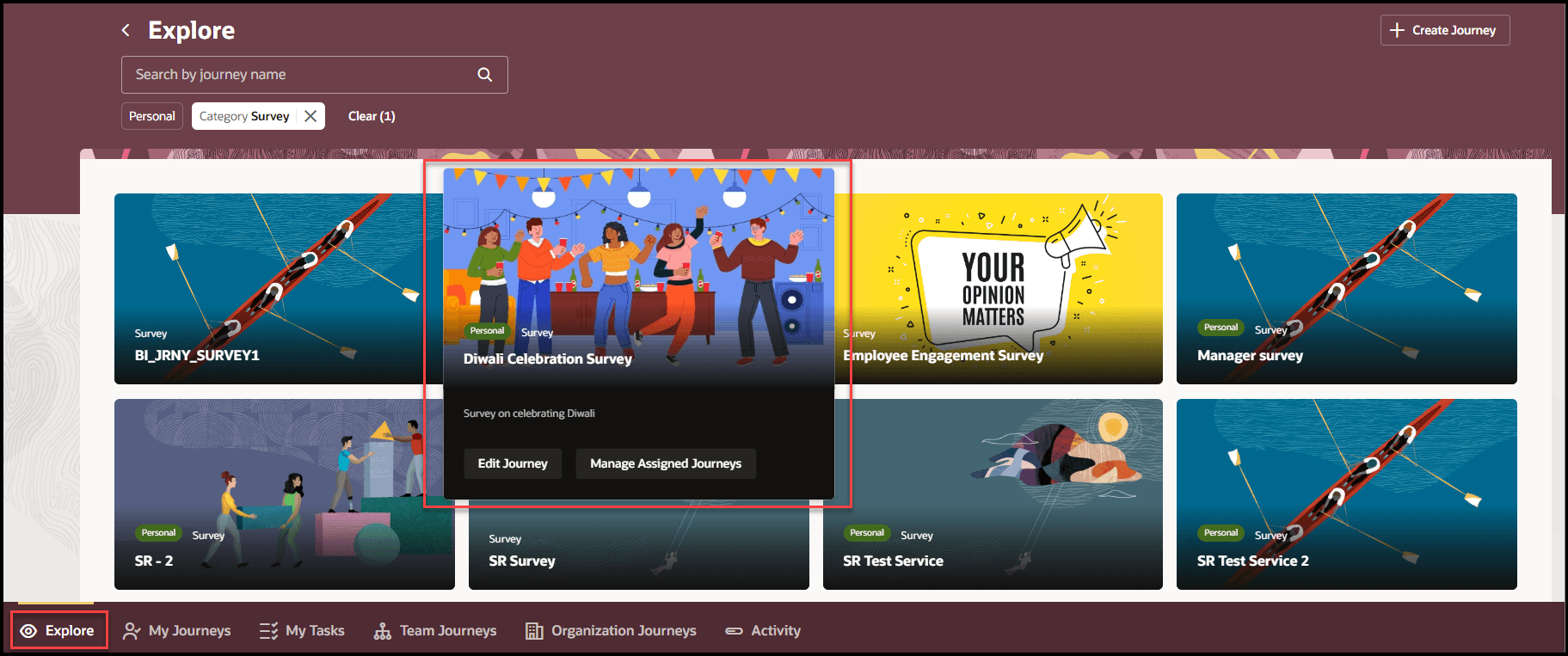 ジャーニ・カードにマウス・ポインタを重ねて追加詳細を拡大して表示