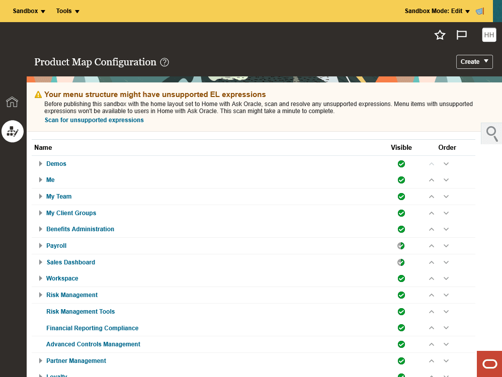 「製品マップ構成」ページ