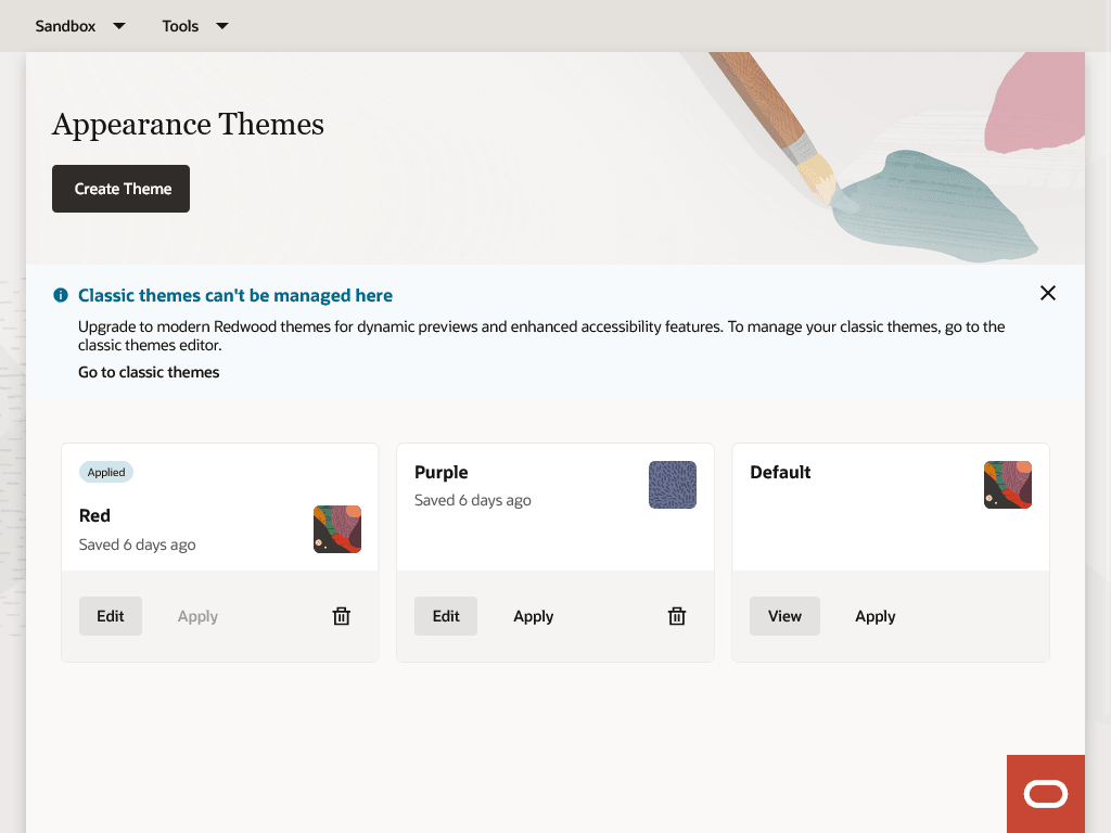 「外観テーマ」ページ