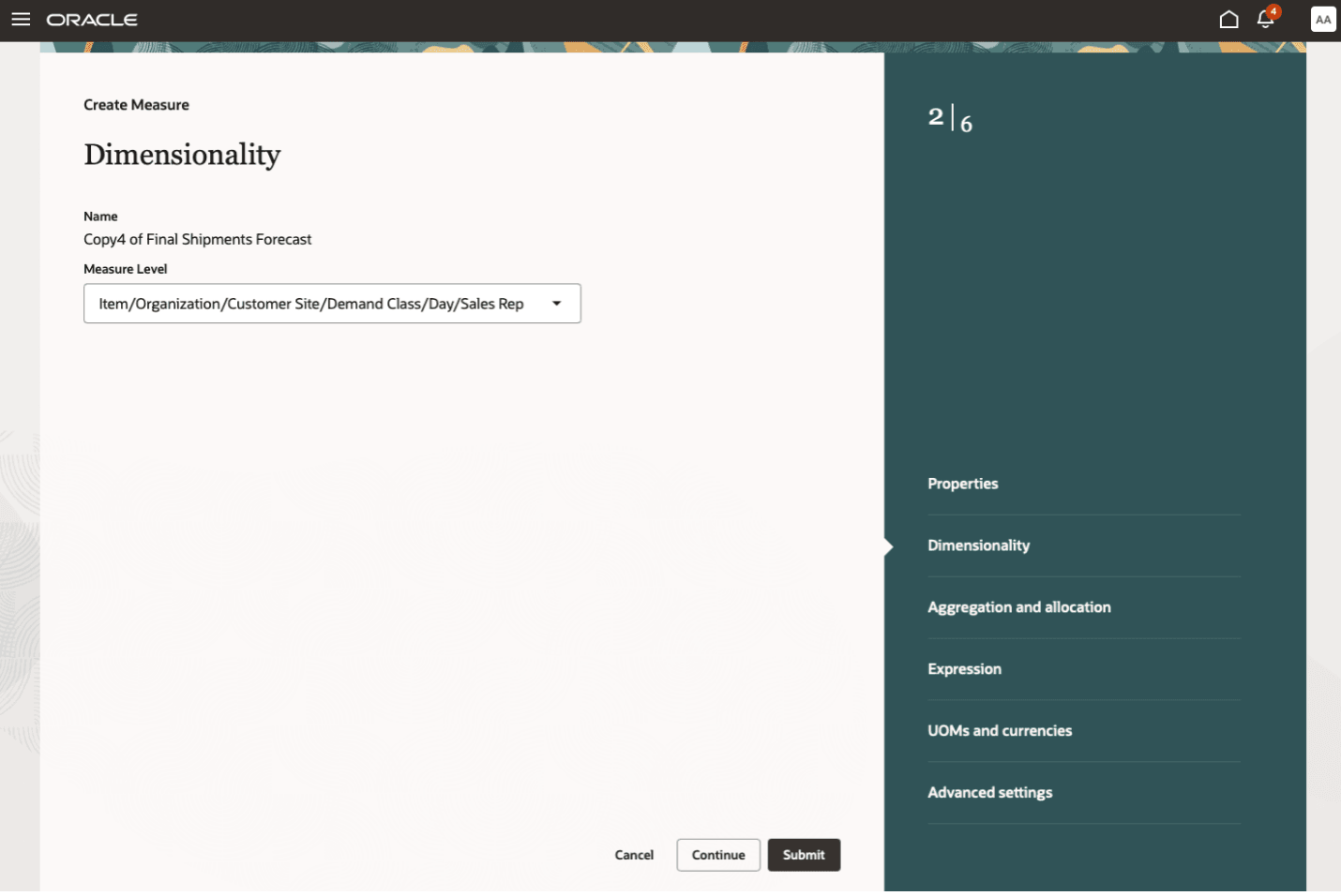 メジャーのガイド付きプロセスのディメンション・ステップ