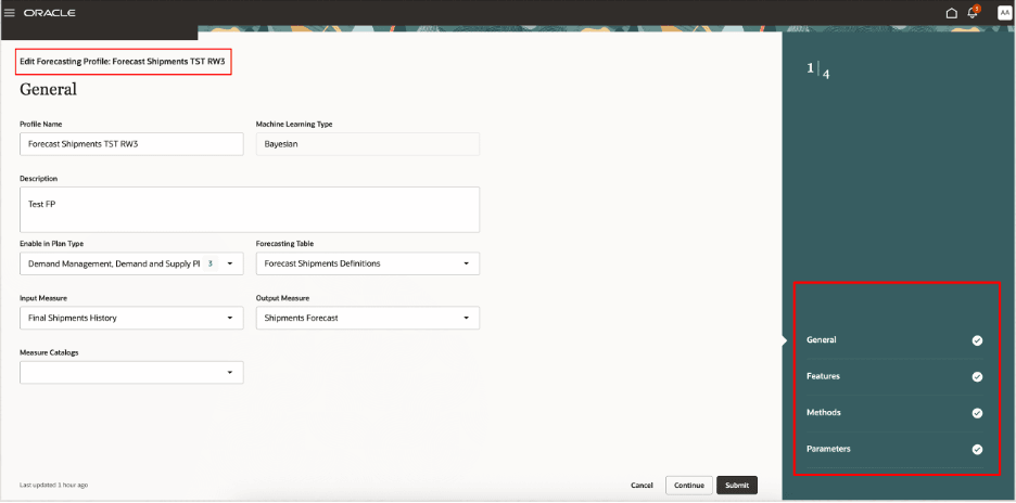予測プロファイルを編集するためのガイド付きプロセス