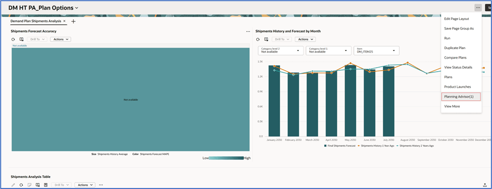「その他のアクション」メニュー