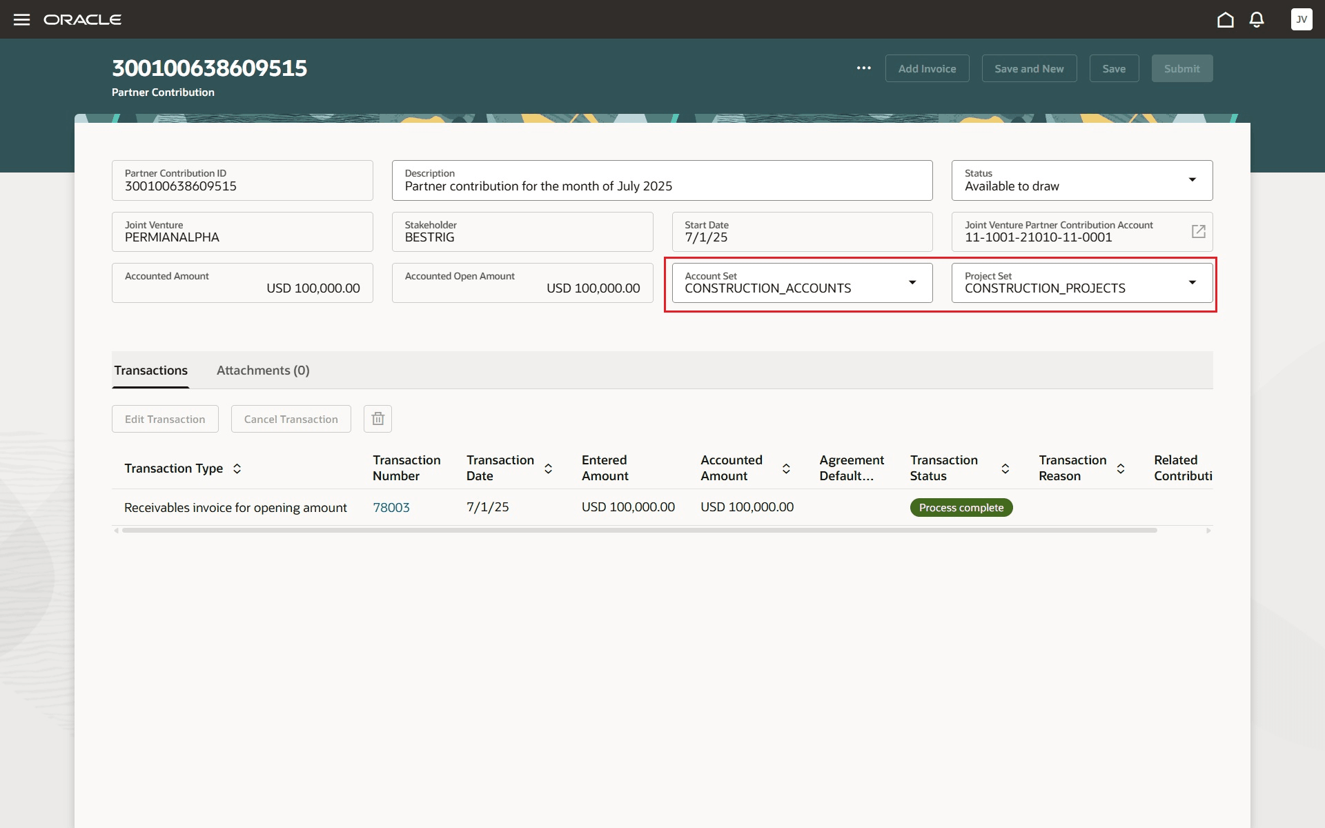 パートナ拠出金詳細ページ